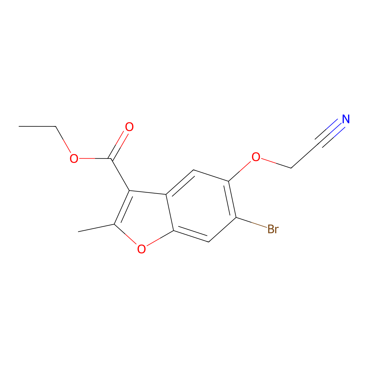 Ethyl 6-bromo-5-(cyanomethoxy)-2-methyl-1-benzofuran-3-carboxylate molecular structure, CAS 308296-23-3