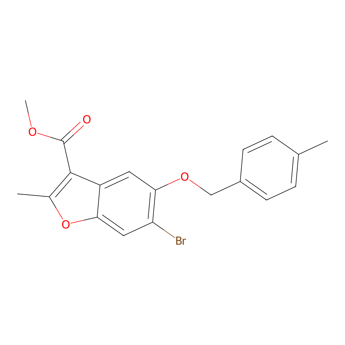 Methyl 6-bromo-2-methyl-5-[(4-methylphenyl)methoxy]-1-benzofuran-3-carboxylate molecular structure, CAS 308296-27-7