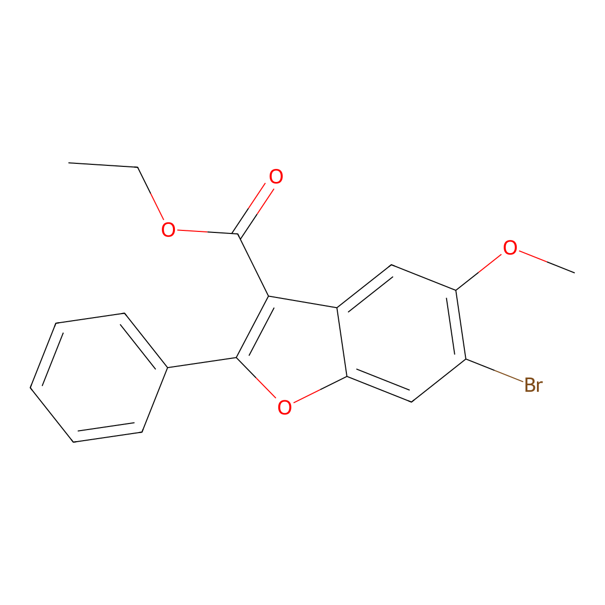 Ethyl 6-bromo-5-methoxy-2-phenyl-1-benzofuran-3-carboxylate molecular structure, CAS 308296-28-8