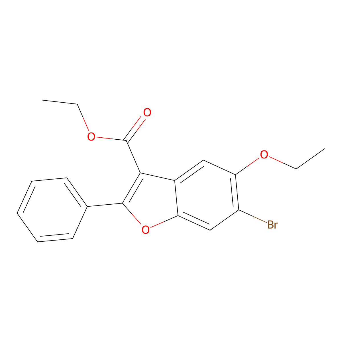 Ethyl 6-bromo-5-ethoxy-2-phenyl-1-benzofuran-3-carboxylate molecular structure, CAS 308296-29-9