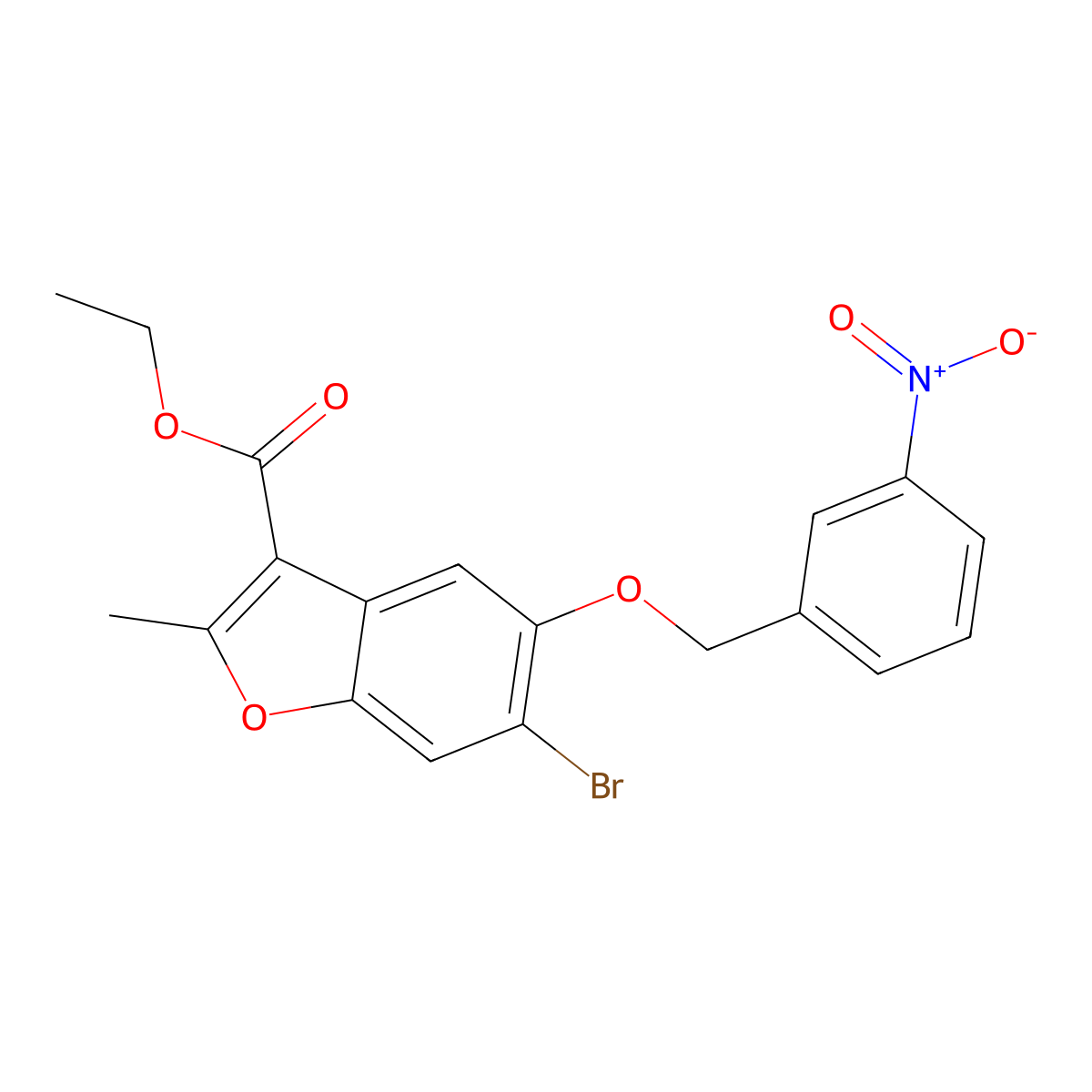 Ethyl 6-bromo-2-methyl-5-[(3-nitrophenyl)methoxy]benzo[b]furan-3-carboxylate molecular structure, CAS 308296-44-8