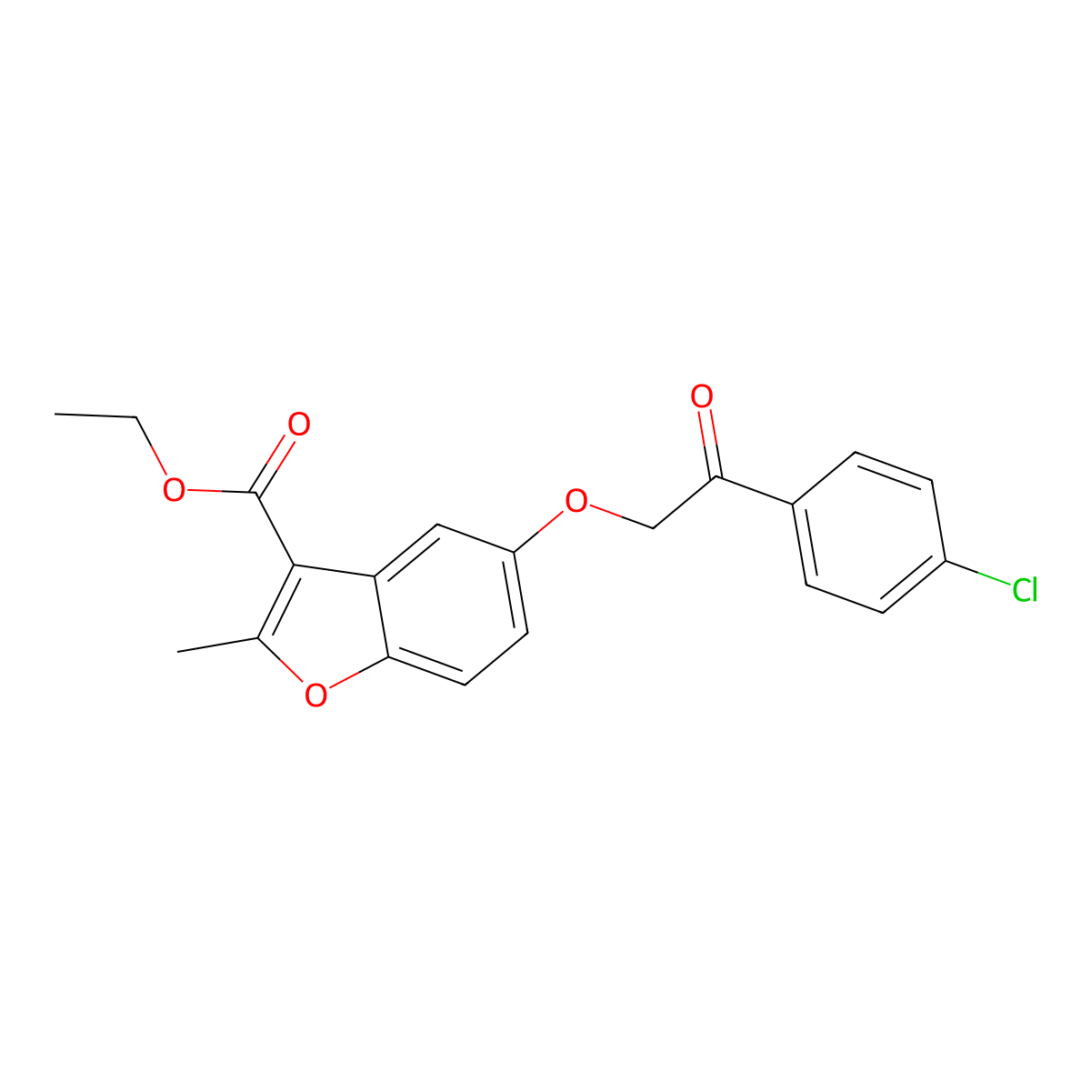 Ethyl 5-[2-(4-chlorophenyl)-2-oxoethoxy]-2-methyl-1-benzofuran-3-carboxylate molecular structure, CAS 308296-55-1