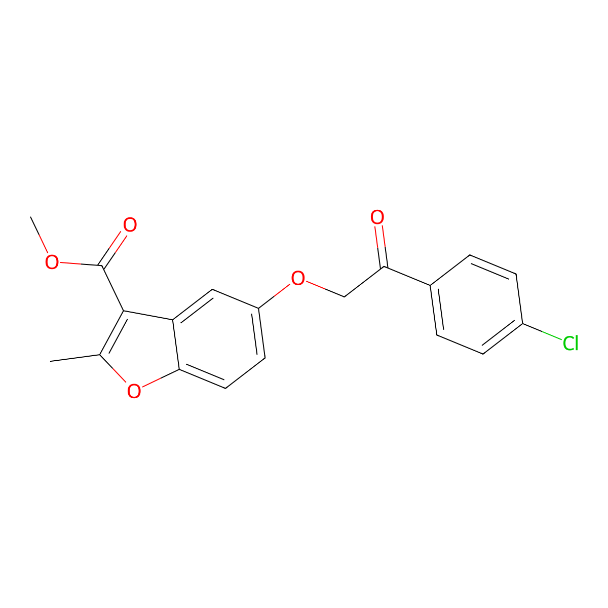 Methyl 5-[2-(4-chlorophenyl)-2-oxoethoxy]-2-methyl-1-benzofuran-3-carboxylate molecular structure, CAS 308296-56-2
