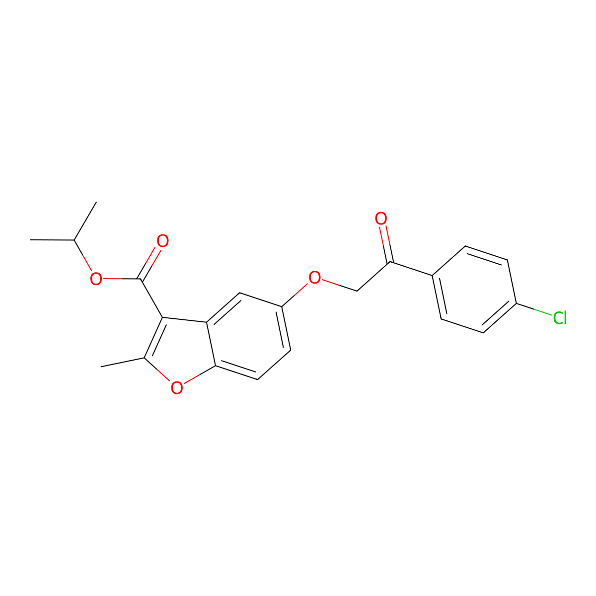 Propan-2-yl 5-[2-(4-chlorophenyl)-2-oxoethoxy]-2-methyl-1-benzofuran-3-carboxylate molecular structure, CAS 308297-35-0
