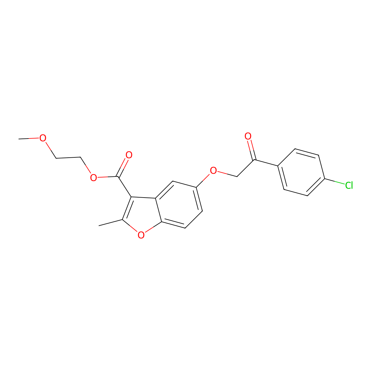 2-Methoxyethyl 5-[2-(4-chlorophenyl)-2-oxoethoxy]-2-methyl-1-benzofuran-3-carboxylate molecular structure, CAS 308297-37-2