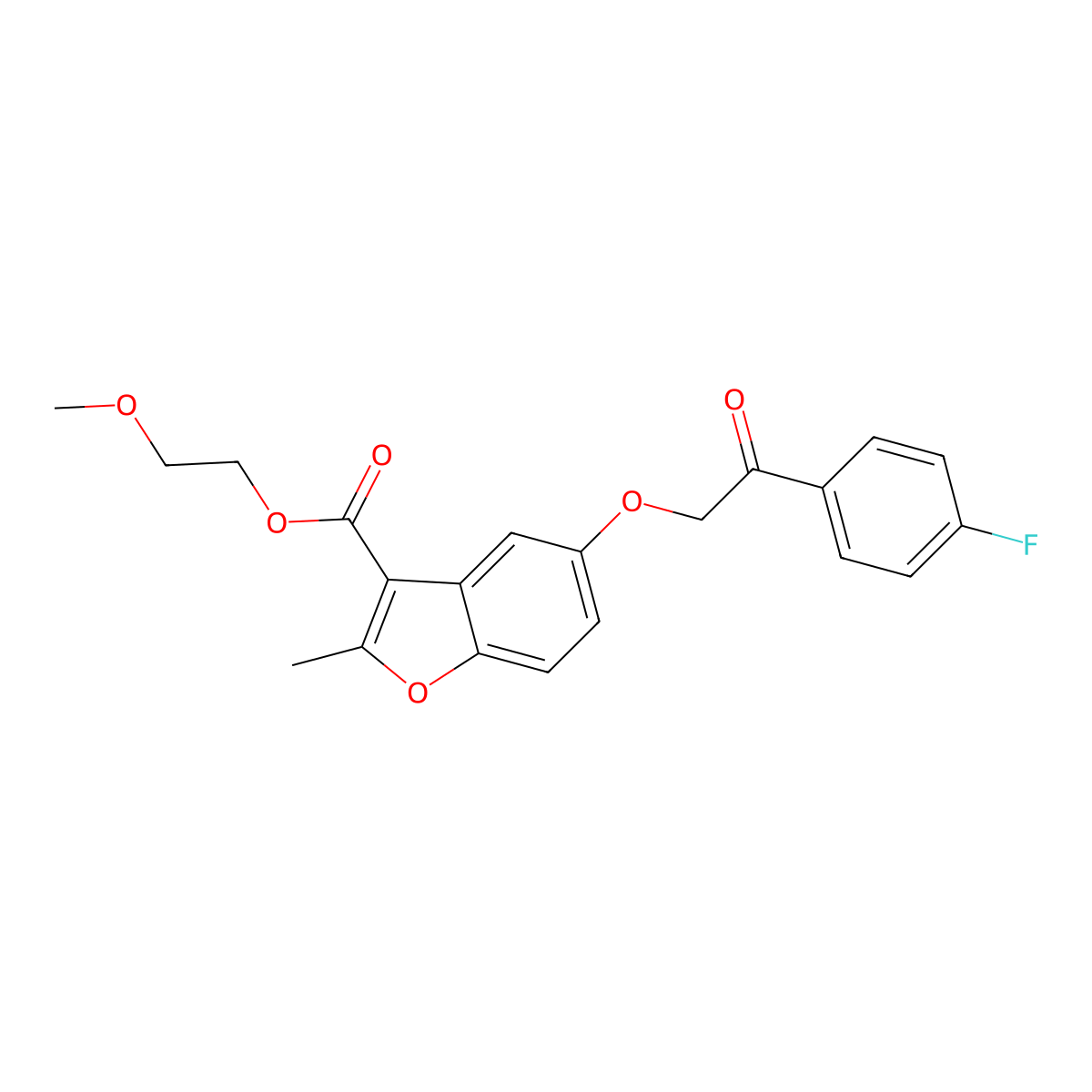 2-Methoxyethyl 5-[2-(4-fluorophenyl)-2-oxoethoxy]-2-methyl-1-benzofuran-3-carboxylate molecular structure, CAS 308297-38-3