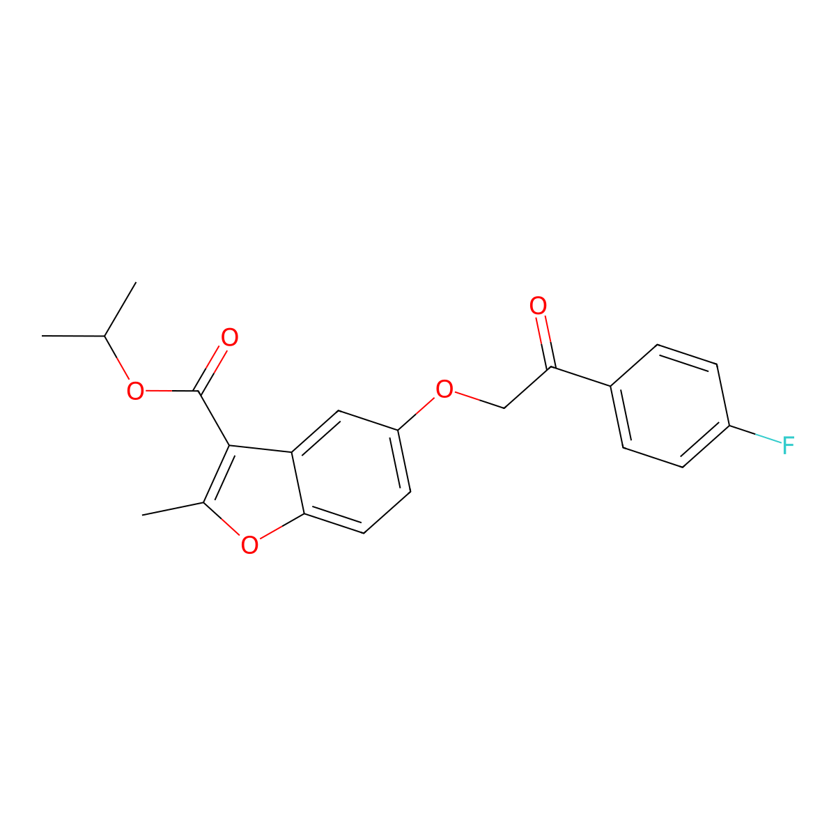 Propan-2-yl 5-[2-(4-fluorophenyl)-2-oxoethoxy]-2-methyl-1-benzofuran-3-carboxylate molecular structure, CAS 308297-40-7