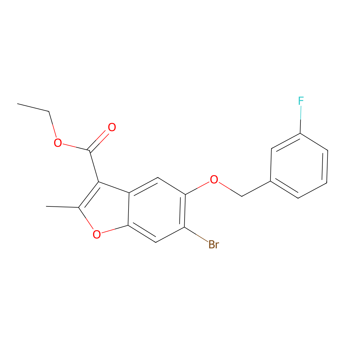 Ethyl 6-bromo-5-[(3-fluorophenyl)methoxy]-2-methyl-1-benzofuran-3-carboxylate molecular structure, CAS 308297-42-9