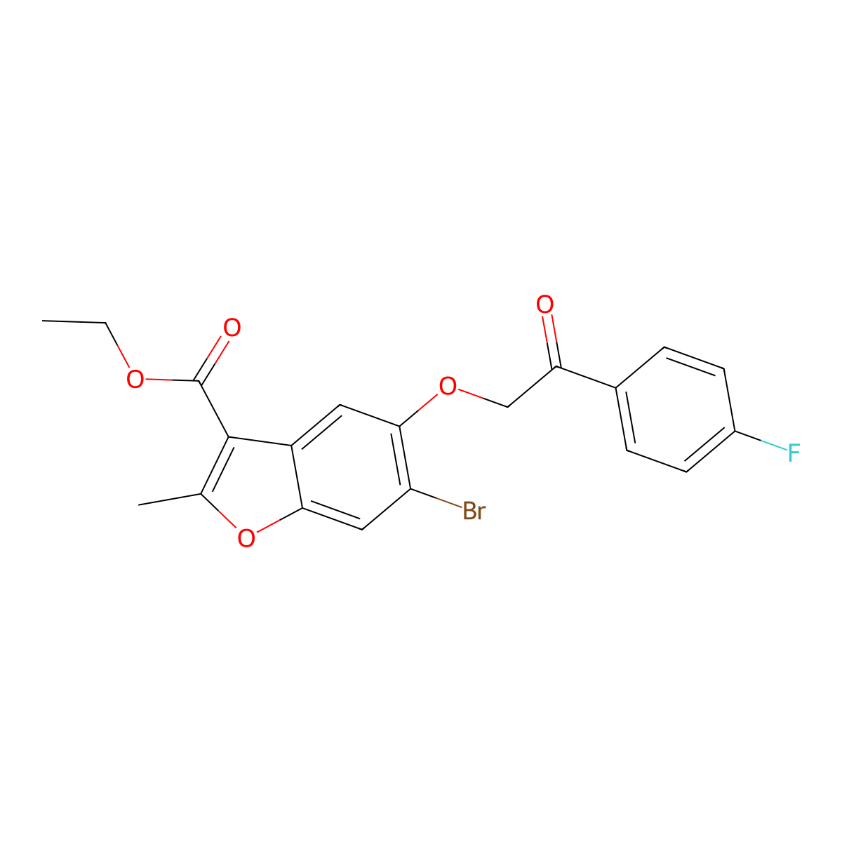 Ethyl 6-bromo-5-[2-(4-fluorophenyl)-2-oxoethoxy]-2-methyl-1-benzofuran-3-carboxylate molecular structure, CAS 308297-48-5