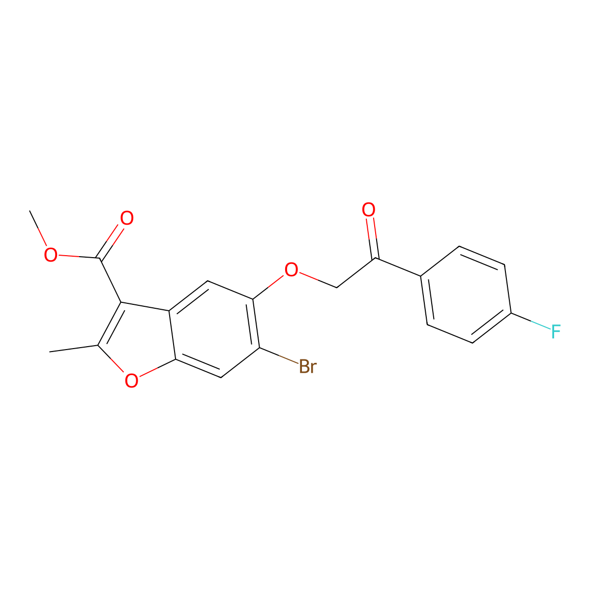 Methyl 6-bromo-5-[2-(4-fluorophenyl)-2-oxoethoxy]-2-methyl-1-benzofuran-3-carboxylate molecular structure, CAS 308297-53-2