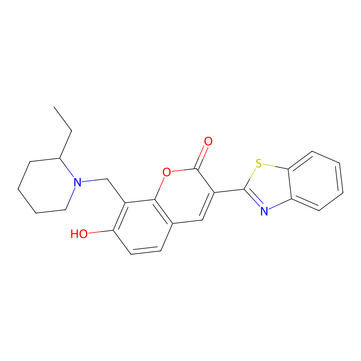 3-(1,3-benzothiazol-2-yl)-8-[(2-ethylpiperidin-1-yl)methyl]-7-hydroxy-2H-chromen-2-one molecular structure, CAS 308297-55-4