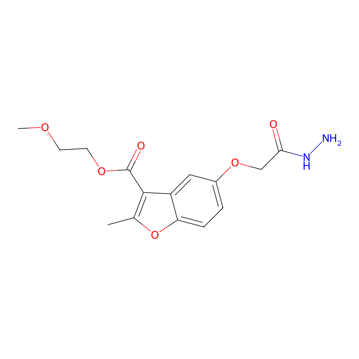 2-Methoxyethyl 5-(2-hydrazinyl-2-oxoethoxy)-2-methylbenzofuran-3-carboxylate molecular structure, CAS 308297-57-6