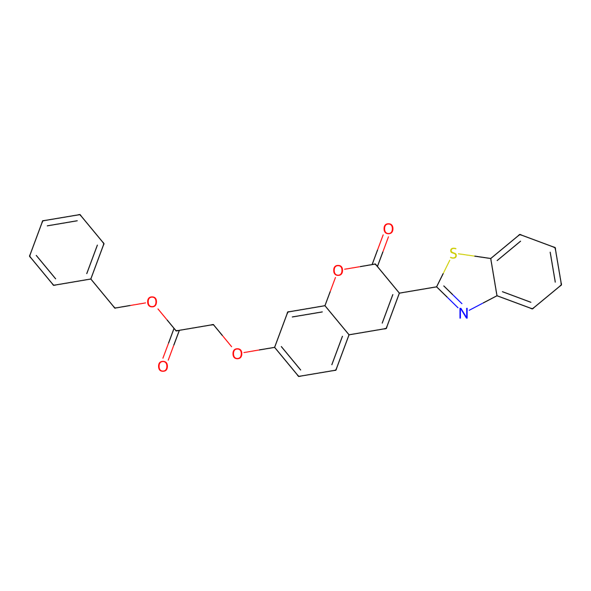 benzyl {[3-(1,3-benzothiazol-2-yl)-2-oxo-2H-chromen-7-yl]oxy}acetate molecular structure, CAS 308297-58-7