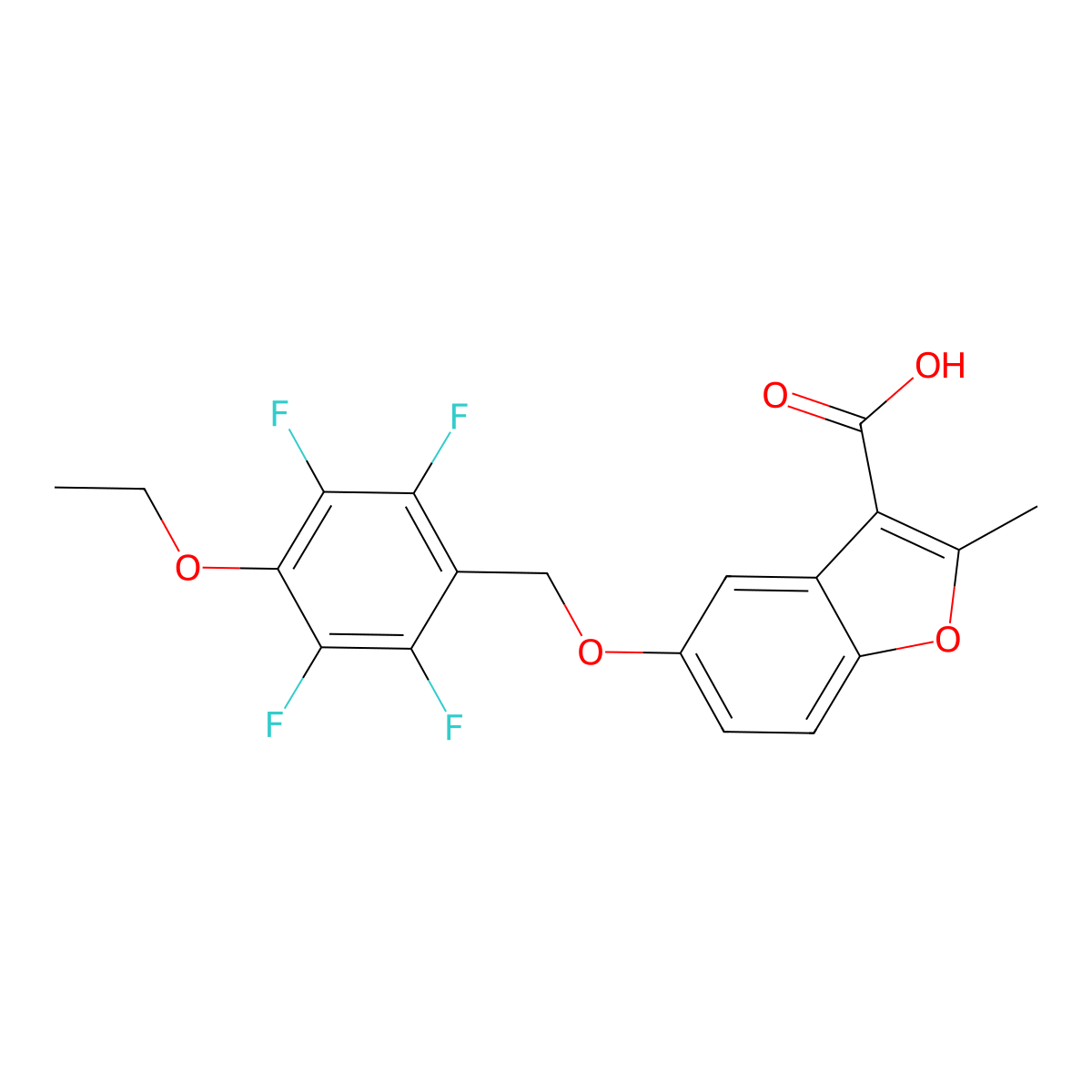 5-[(4-Ethoxy-2,3,5,6-tetrafluorophenyl)methoxy]-2-methyl-1-benzofuran-3-carboxylic acid molecular structure, CAS 308297-62-3