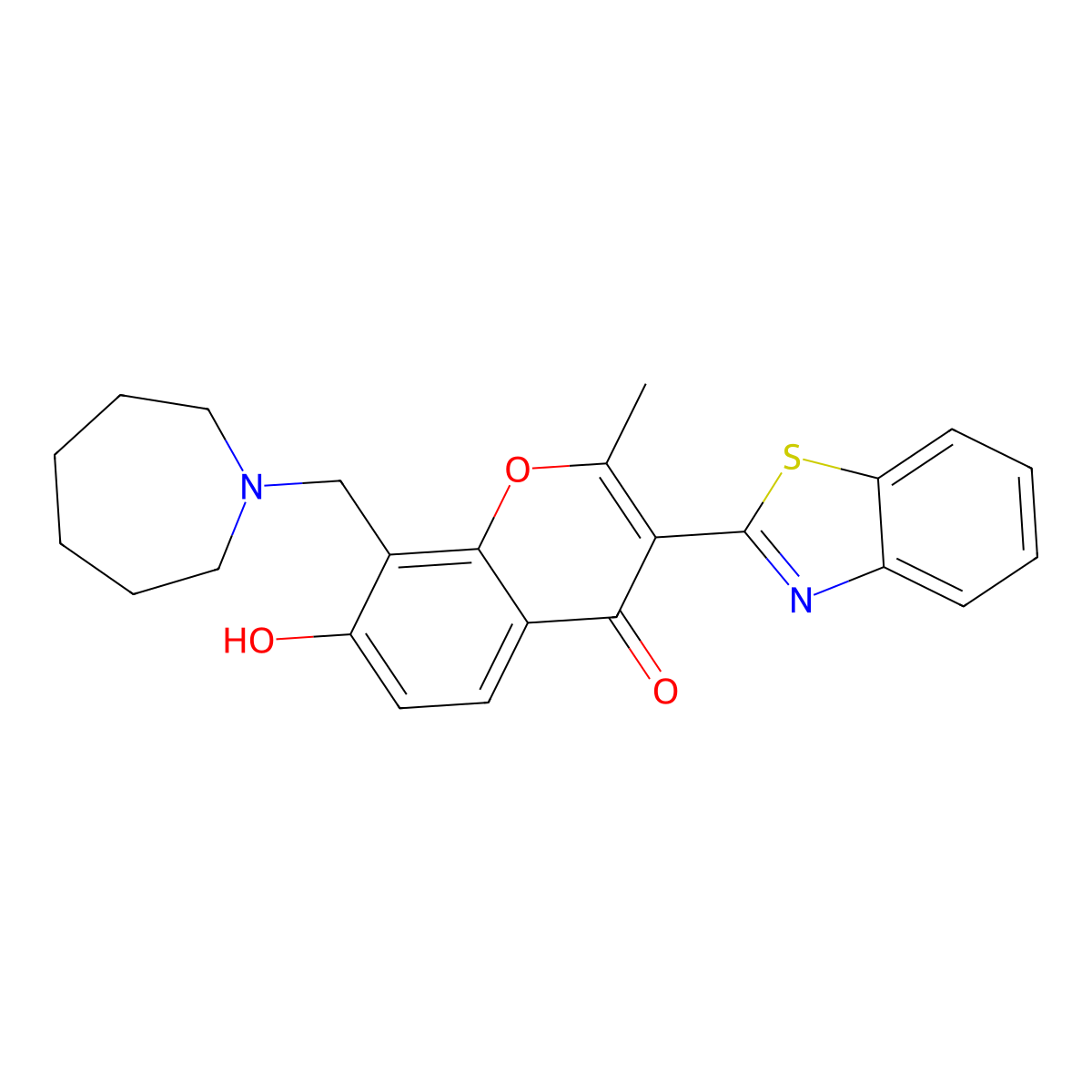 8-[(azepan-1-yl)methyl]-3-(1,3-benzothiazol-2-yl)-7-hydroxy-2-methyl-4H-chromen-4-one molecular structure, CAS 308297-85-0