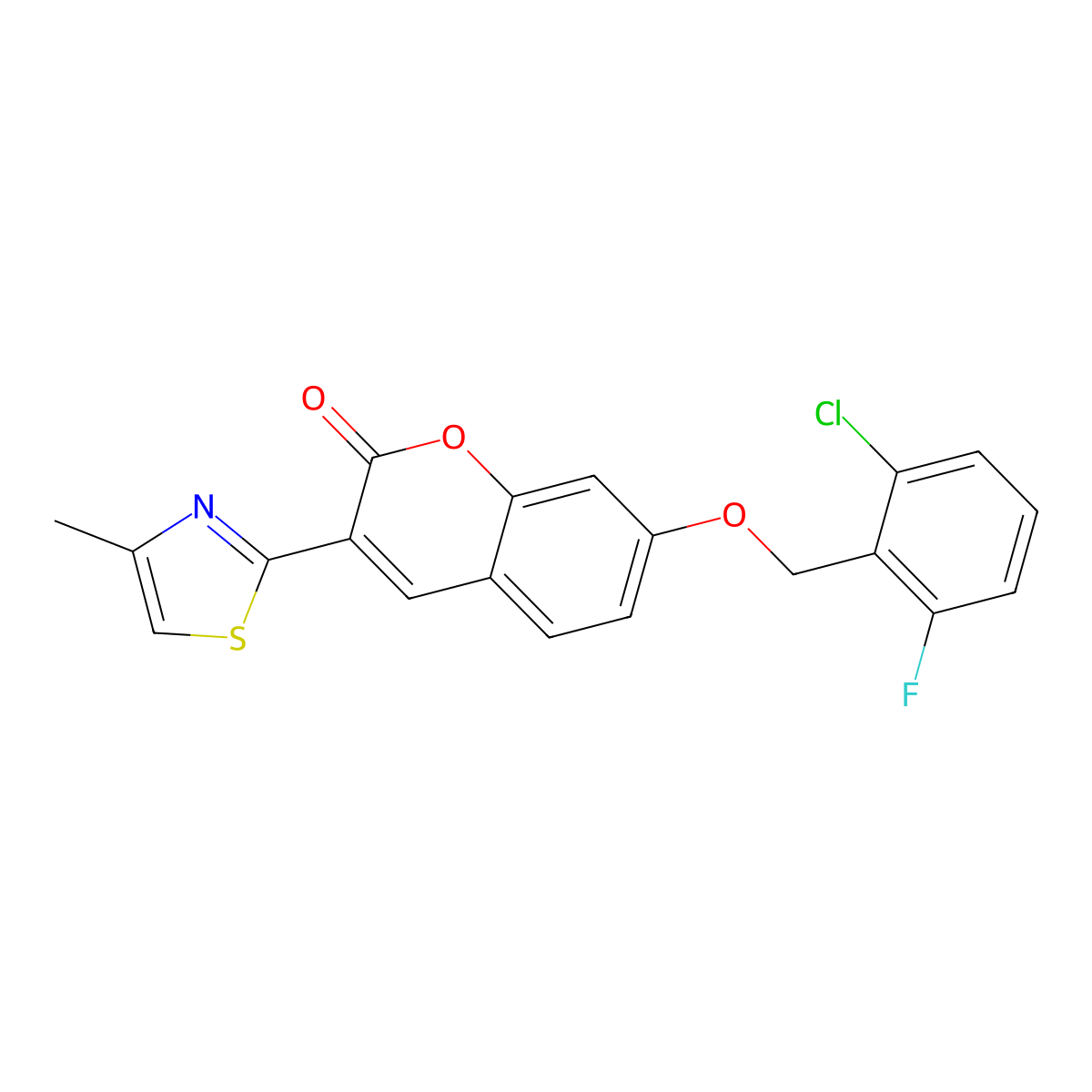 7-[(2-Chloro-6-fluorophenyl)methoxy]-3-(4-methyl-1,3-thiazol-2-yl)chromen-2-one molecular structure, CAS 308297-91-8