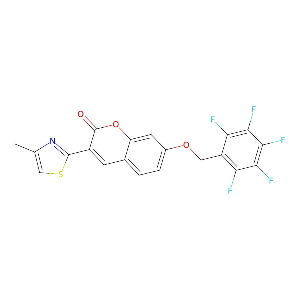 3-(4-methylthiazol-2-yl)-7-((perfluorophenyl)methoxy)-2H-chromen-2-one molecular structure, CAS 308297-94-1