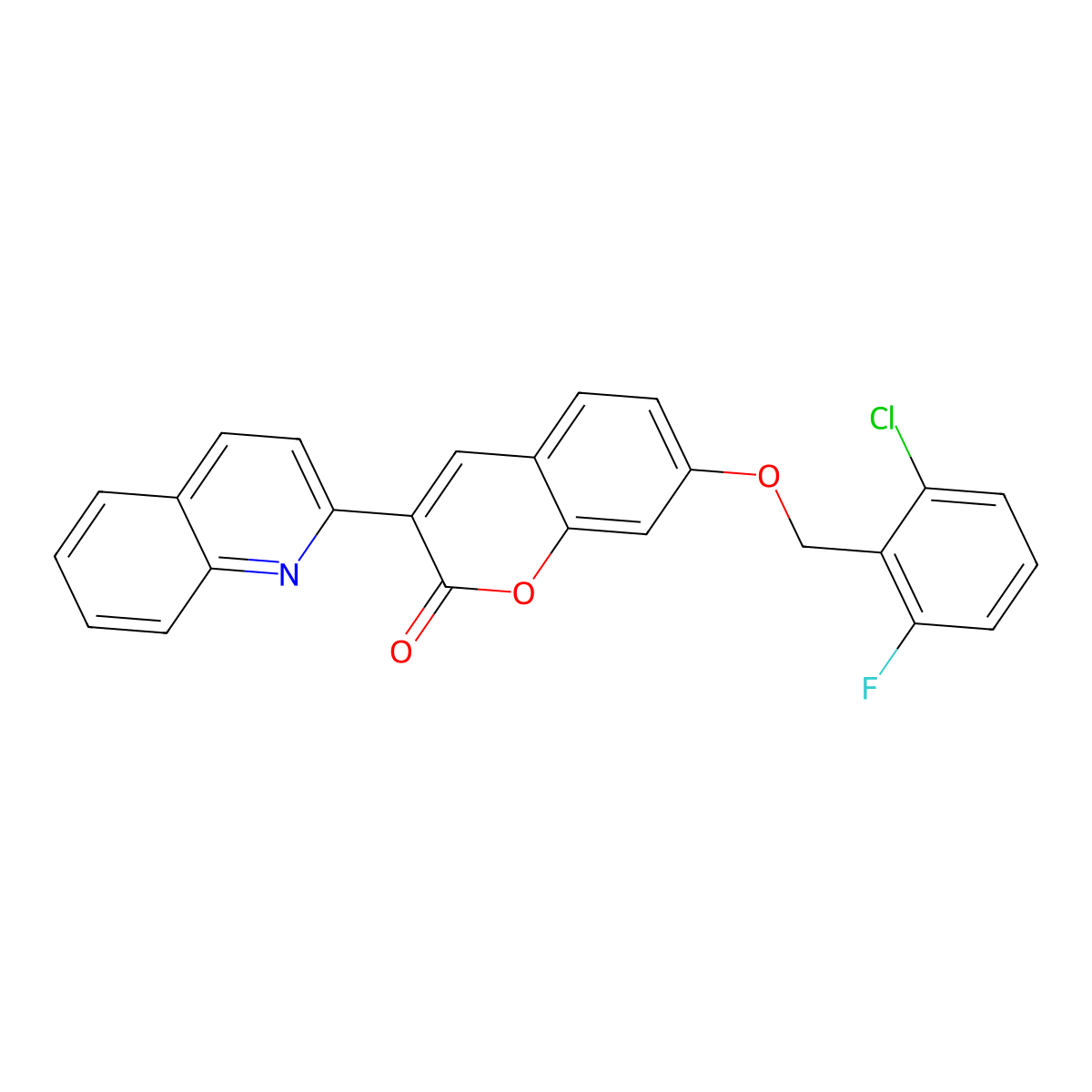 7-[(2-Chloro-6-fluorophenyl)methoxy]-3-quinolin-2-ylchromen-2-one molecular structure, CAS 308297-98-5