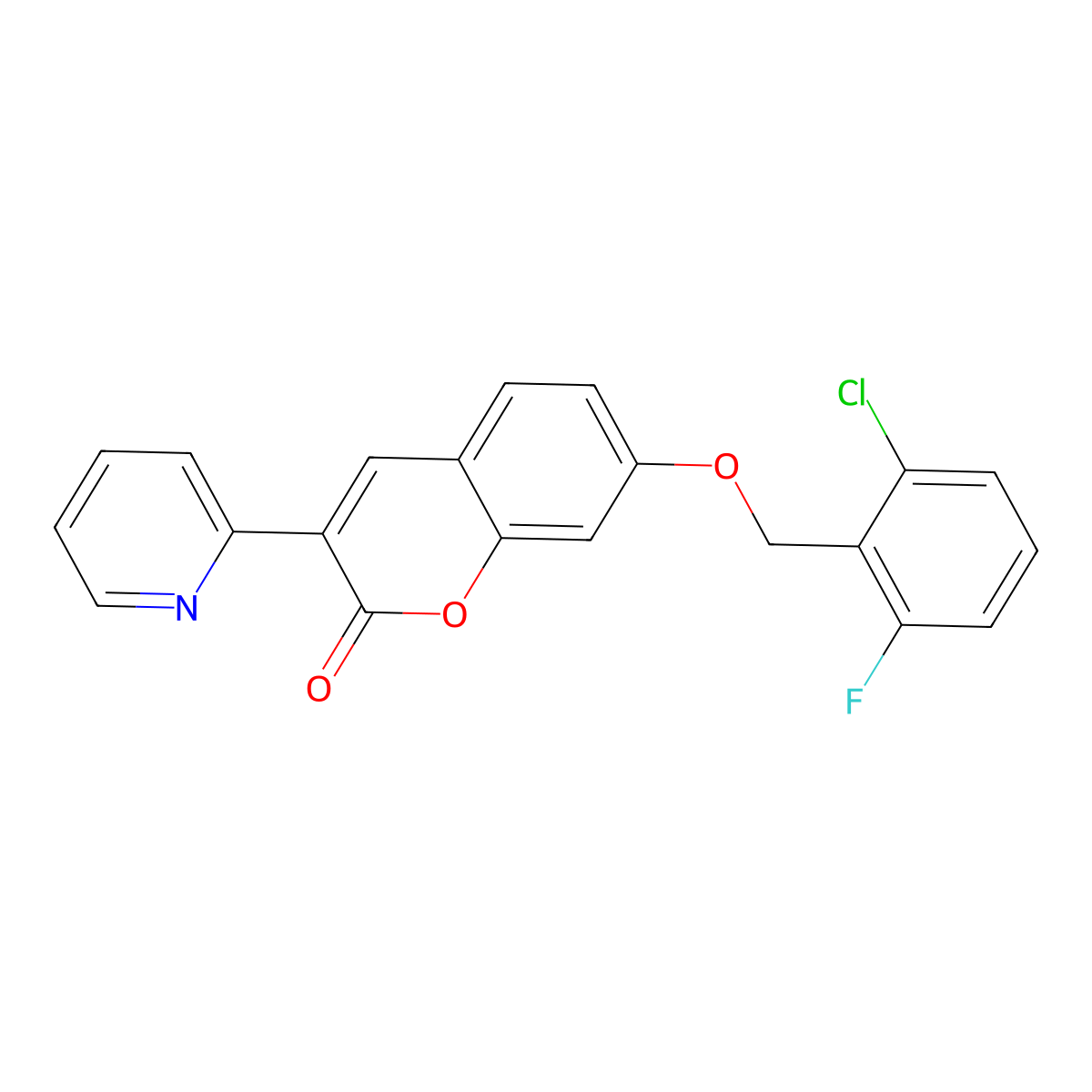 7-[(2-Chloro-6-fluorophenyl)methoxy]-3-pyridin-2-ylchromen-2-one molecular structure, CAS 308297-99-6