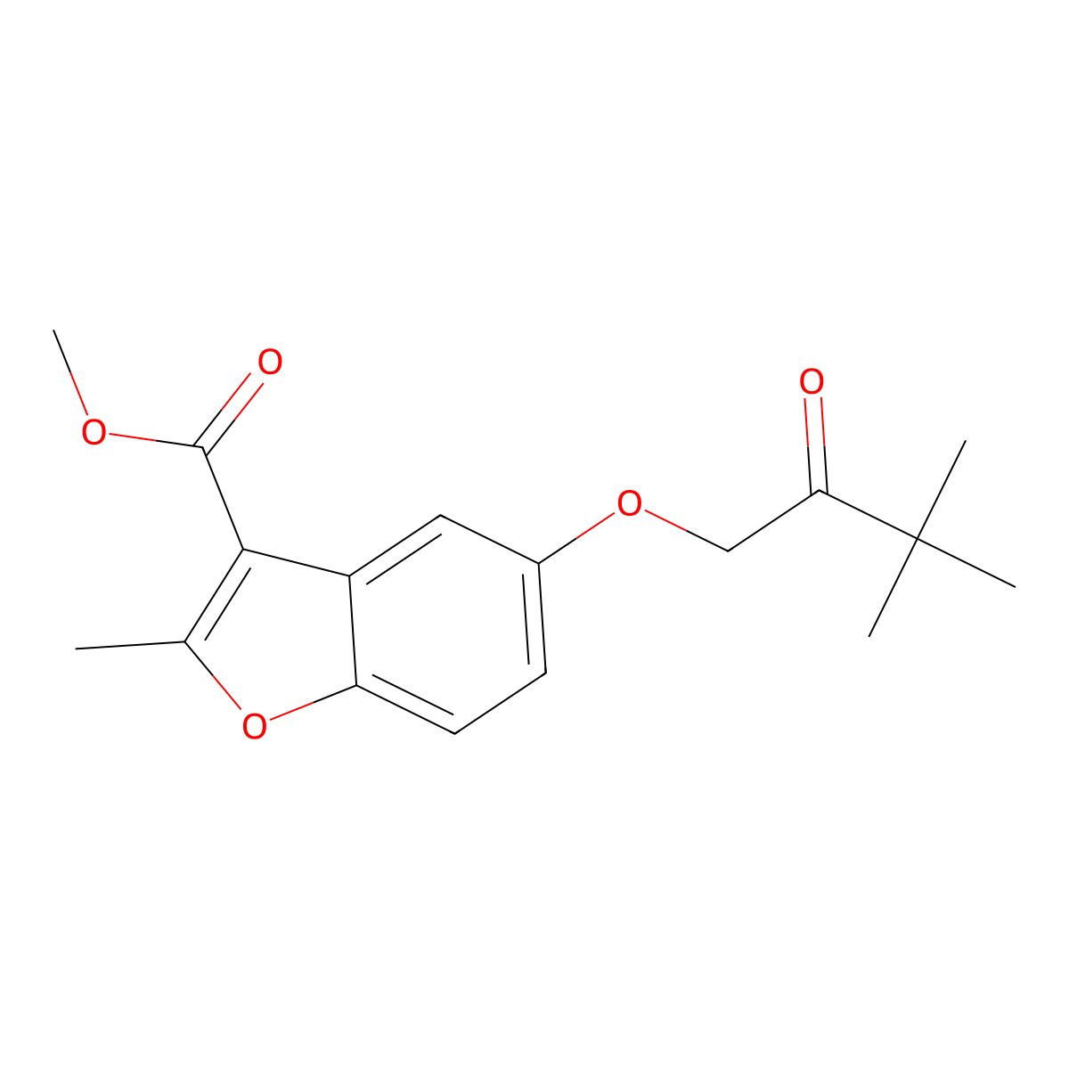 Methyl 5-(3,3-dimethyl-2-oxobutoxy)-2-methyl-1-benzofuran-3-carboxylate molecular structure, CAS 308298-04-6