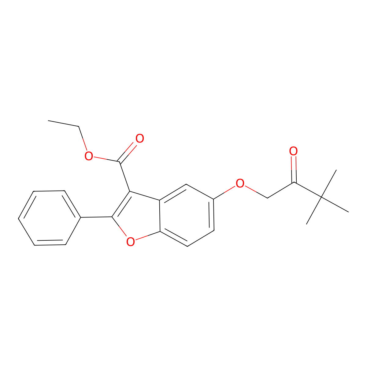 Ethyl 5-(3,3-dimethyl-2-oxobutoxy)-2-phenyl-1-benzofuran-3-carboxylate molecular structure, CAS 308298-05-7