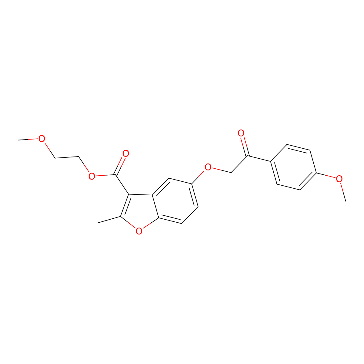2-Methoxyethyl 5-[2-(4-methoxyphenyl)-2-oxoethoxy]-2-methyl-1-benzofuran-3-carboxylate molecular structure, CAS 308298-08-0