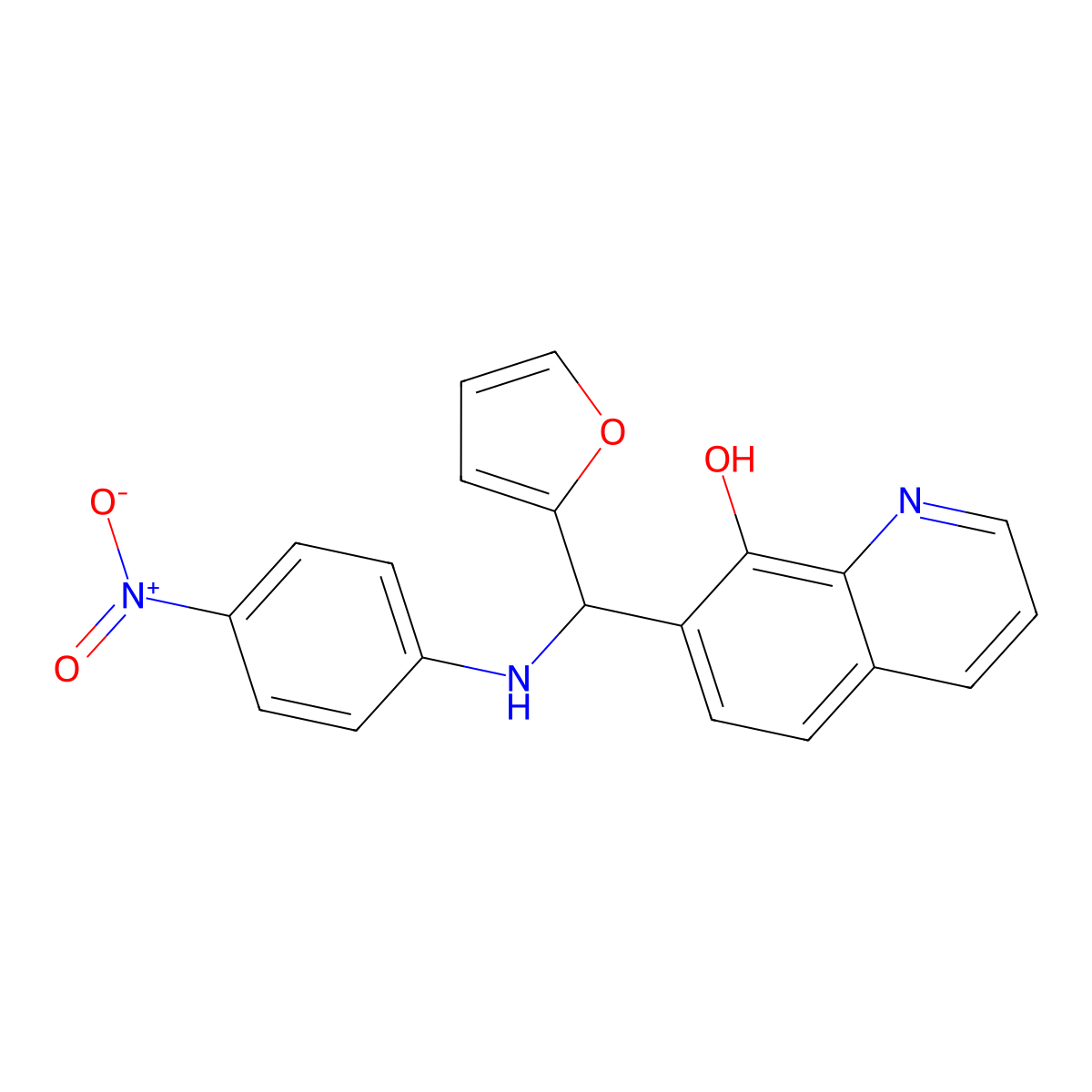 7-(Furan-2-yl((4-nitrophenyl)amino)methyl)quinolin-8-ol molecular structure, CAS 308298-18-2