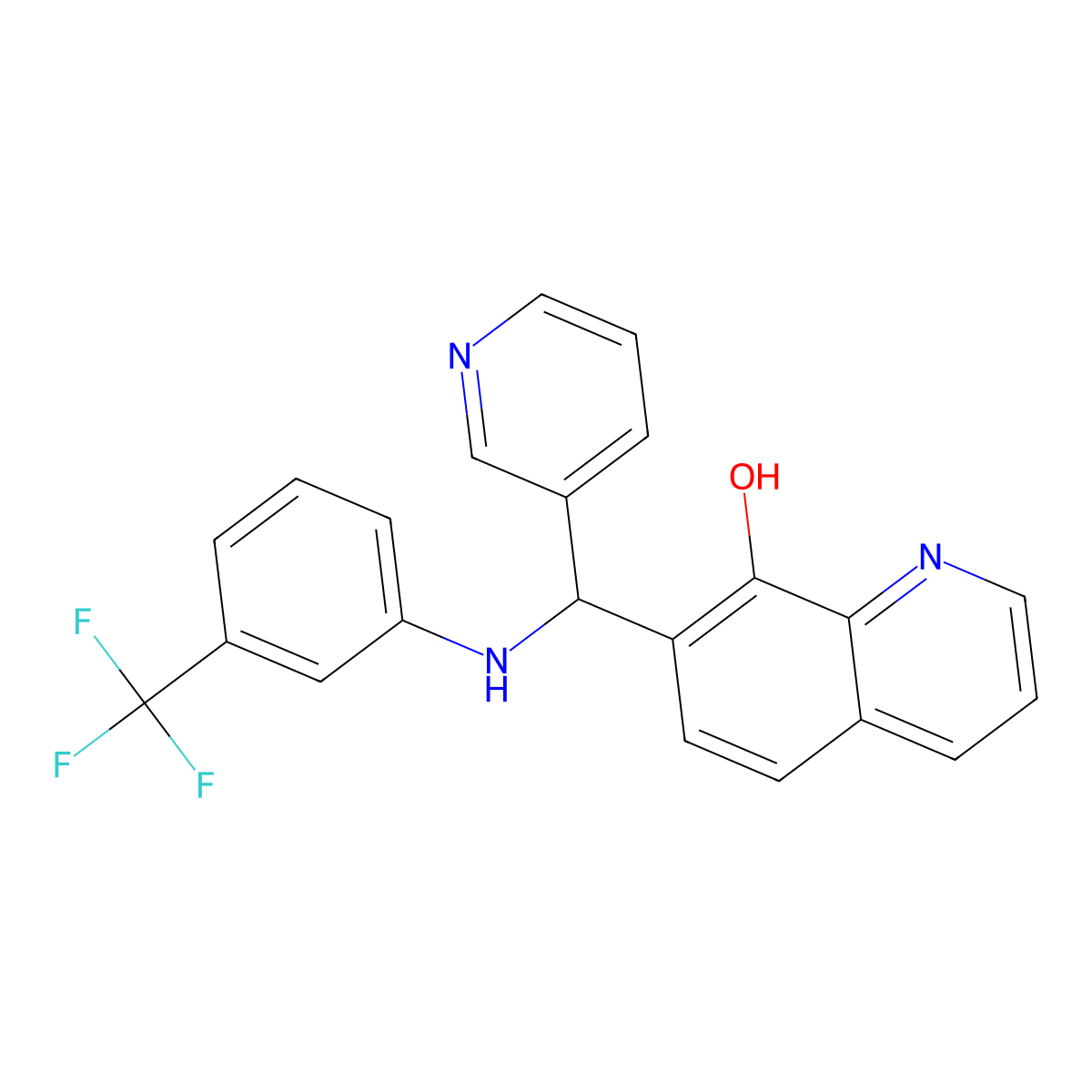 7-[Pyridin-3-yl-[3-(trifluoromethyl)anilino]methyl]quinolin-8-ol molecular structure, CAS 308298-19-3