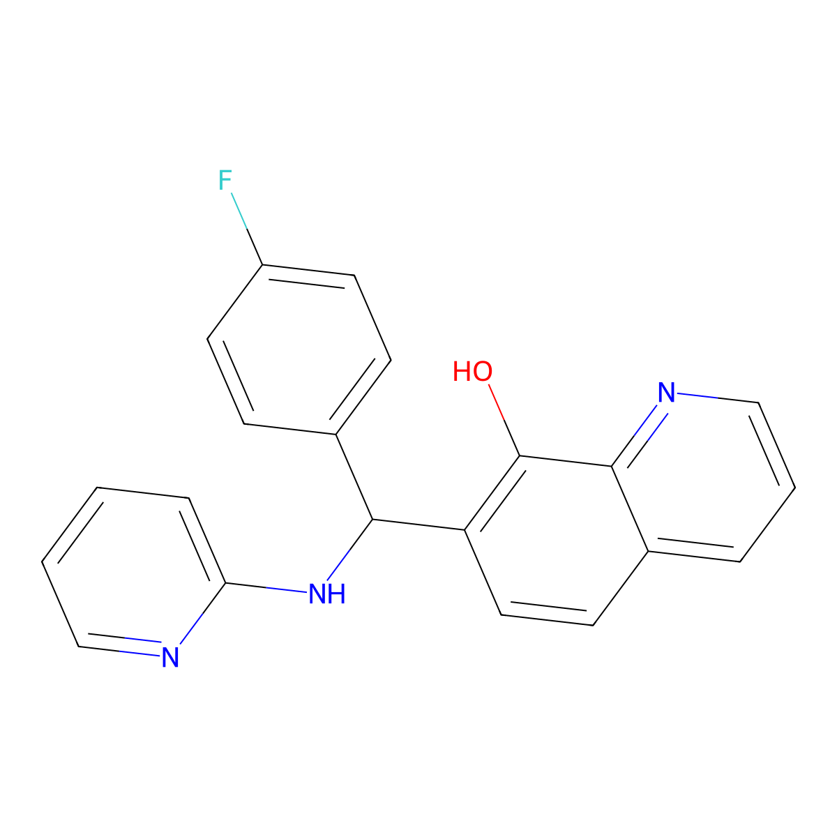 7-[(4-Fluorophenyl)-(pyridin-2-ylamino)methyl]quinolin-8-ol molecular structure, CAS 308298-20-6