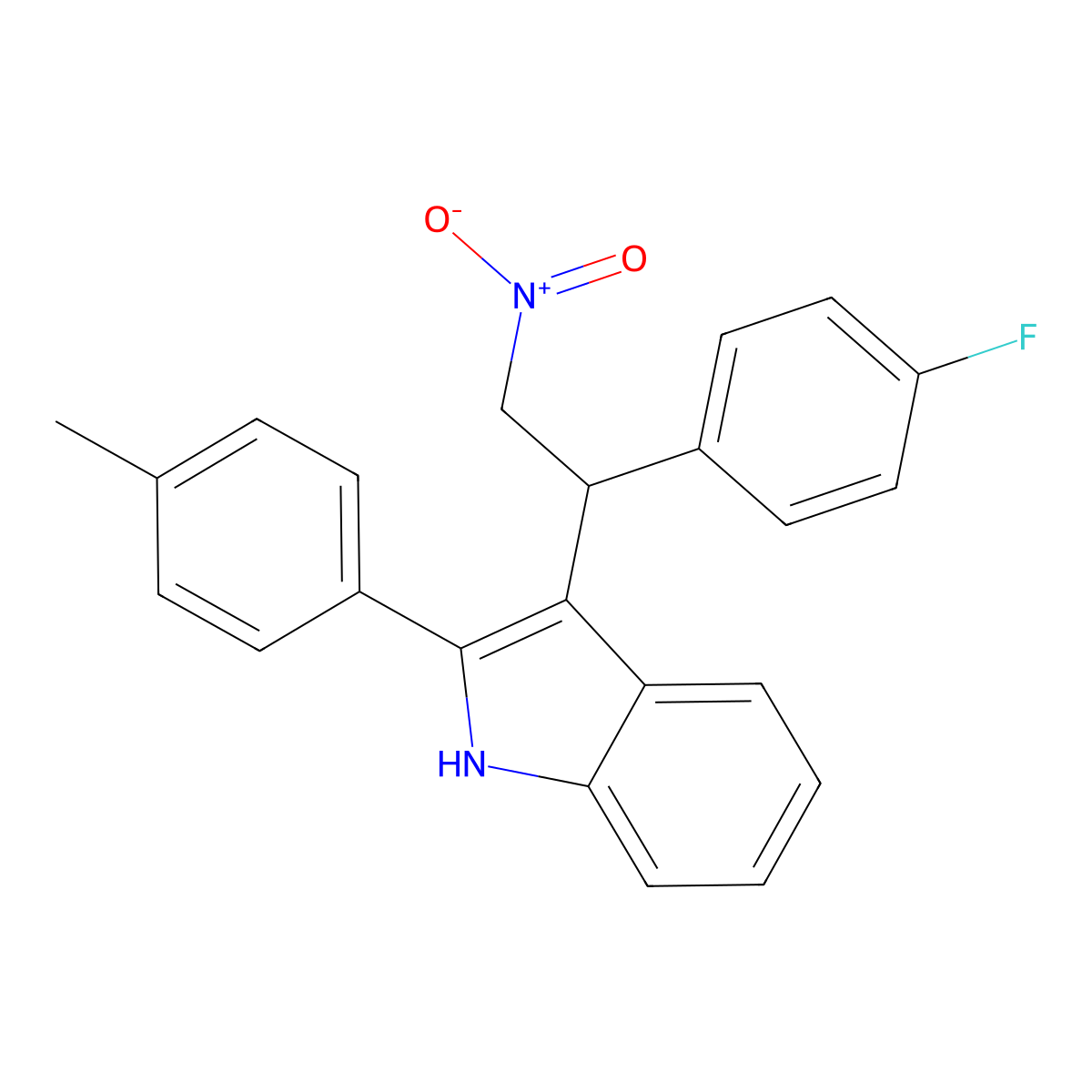 3-[1-(4-fluorophenyl)-2-nitroethyl]-2-(4-methylphenyl)-1H-indole molecular structure, CAS 308298-24-0