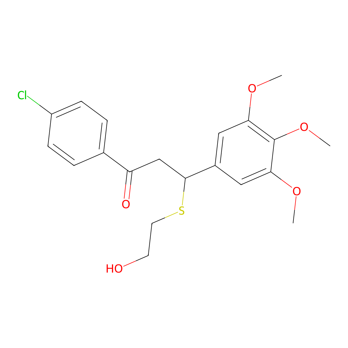 1-(4-Chlorophenyl)-3-[(2-hydroxyethyl)sulfanyl]-3-(3,4,5-trimethoxyphenyl)propan-1-one molecular structure, CAS 308298-26-2