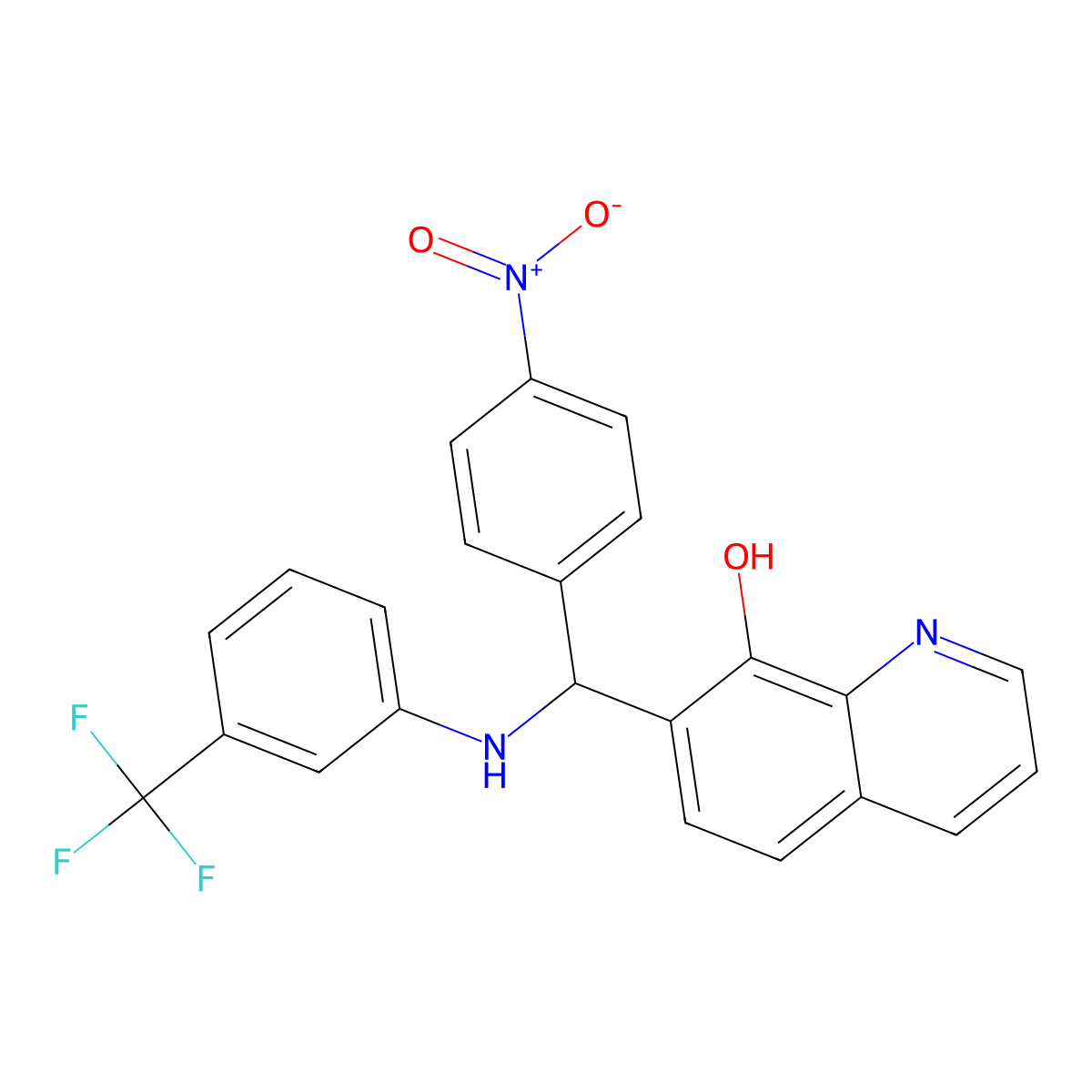 7-((4-Nitrophenyl)((3-(trifluoromethyl)phenyl)amino)methyl)quinolin-8-ol molecular structure, CAS 308298-31-9