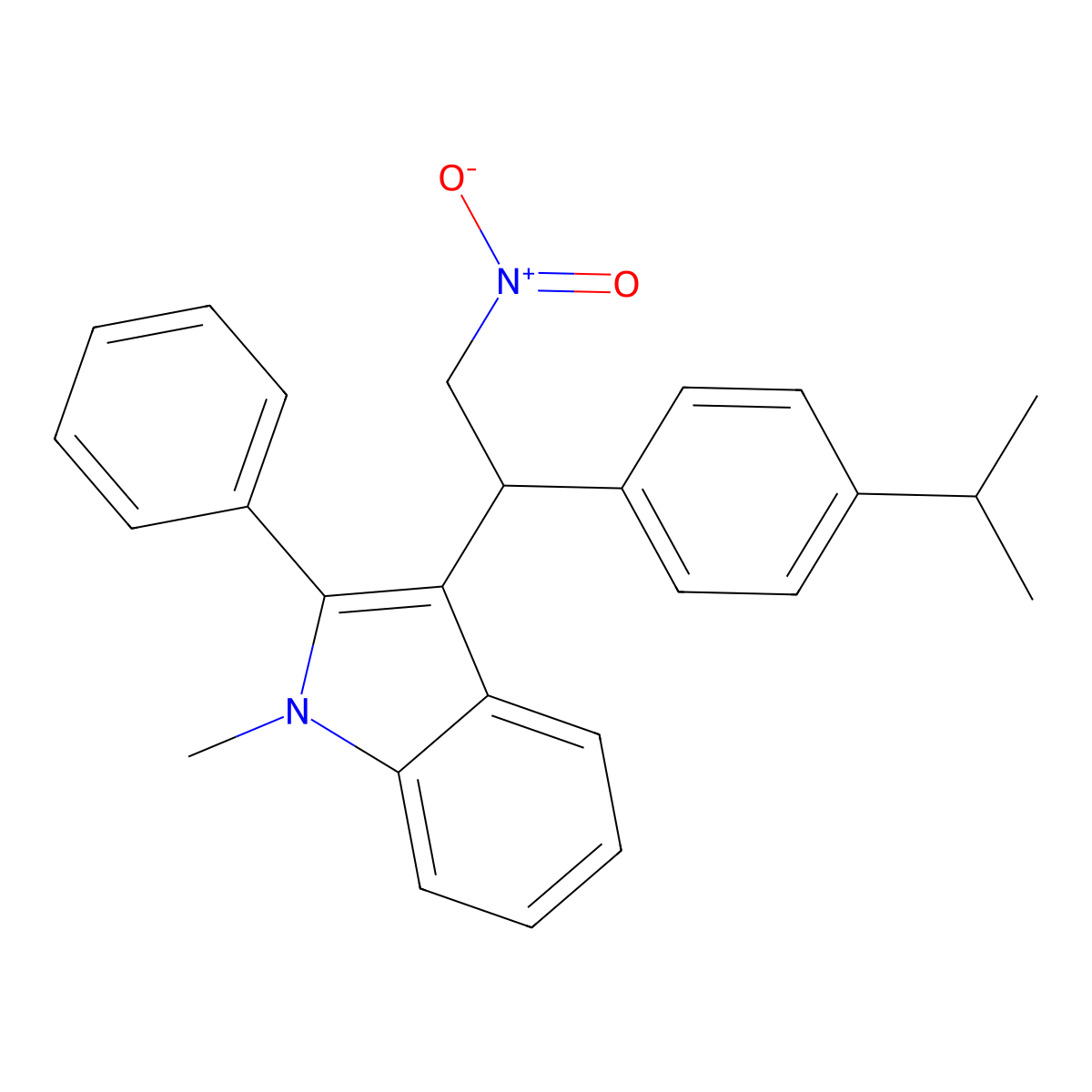1-methyl-3-{2-nitro-1-[4-(propan-2-yl)phenyl]ethyl}-2-phenyl-1H-indole molecular structure, CAS 308298-32-0