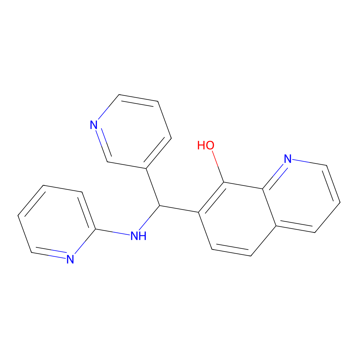 7-{[(Pyridin-2-yl)amino](pyridin-3-yl)methyl}quinolin-8-ol molecular structure, CAS 308298-33-1