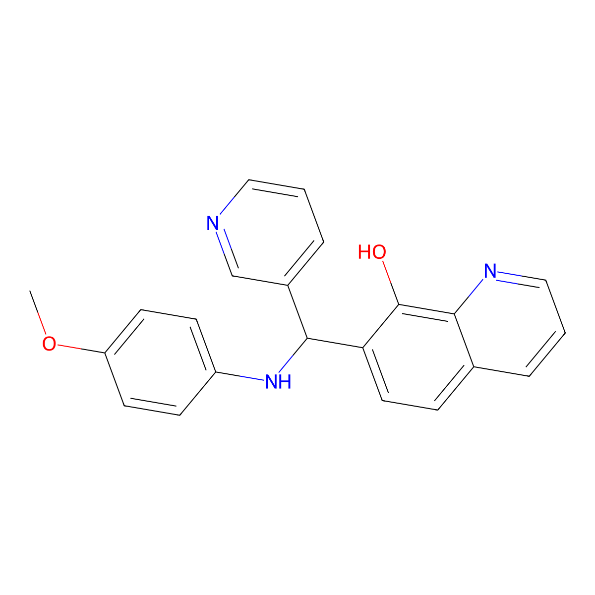 7-{[(4-Methoxyphenyl)amino](pyridin-3-yl)methyl}quinolin-8-ol molecular structure, CAS 308298-36-4