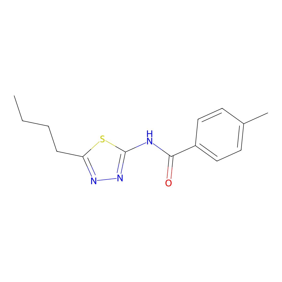 N-(5-butyl-1,3,4-thiadiazol-2-yl)-4-methylbenzamide molecular structure, CAS 308298-74-0
