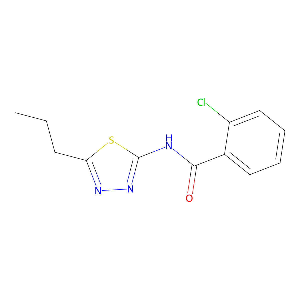 2-chloro-N-(5-propyl-1,3,4-thiadiazol-2-yl)benzamide molecular structure, CAS 308298-75-1