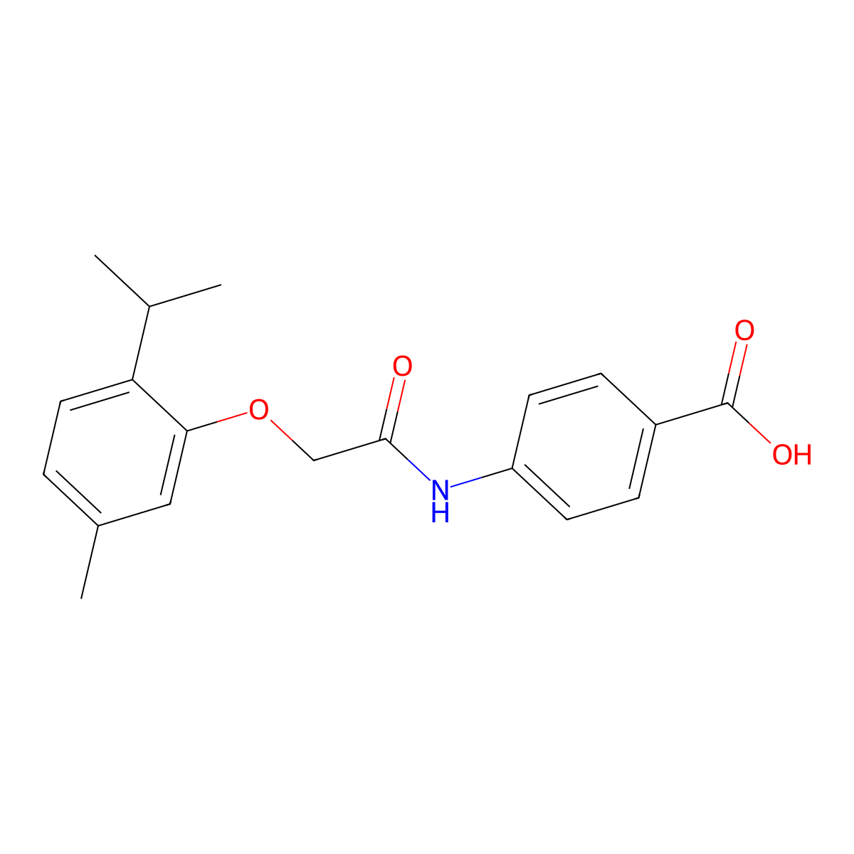 4-(2-(2-Isopropyl-5-methylphenoxy)acetamido)benzoic acid molecular structure, CAS 308298-80-8