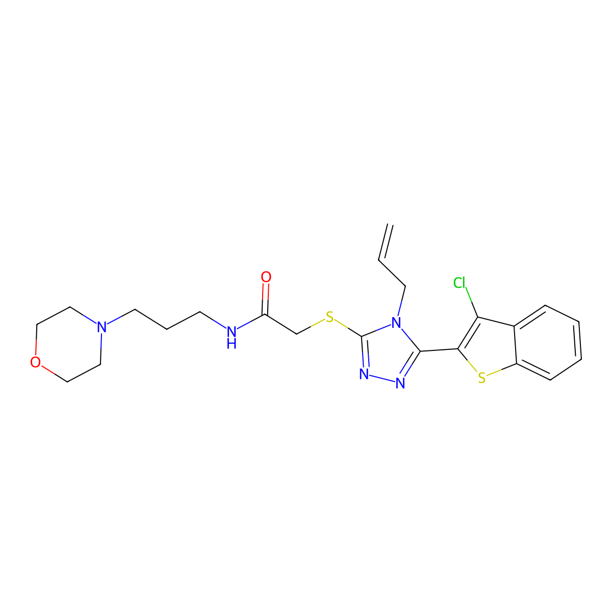 2-[[5-(3-chloro-1-benzothiophen-2-yl)-4-prop-2-enyl-1,2,4-triazol-3-yl]sulfanyl]-N-(3-morpholin-4-ylpropyl)acetamide molecular structure, CAS 308298-90-0