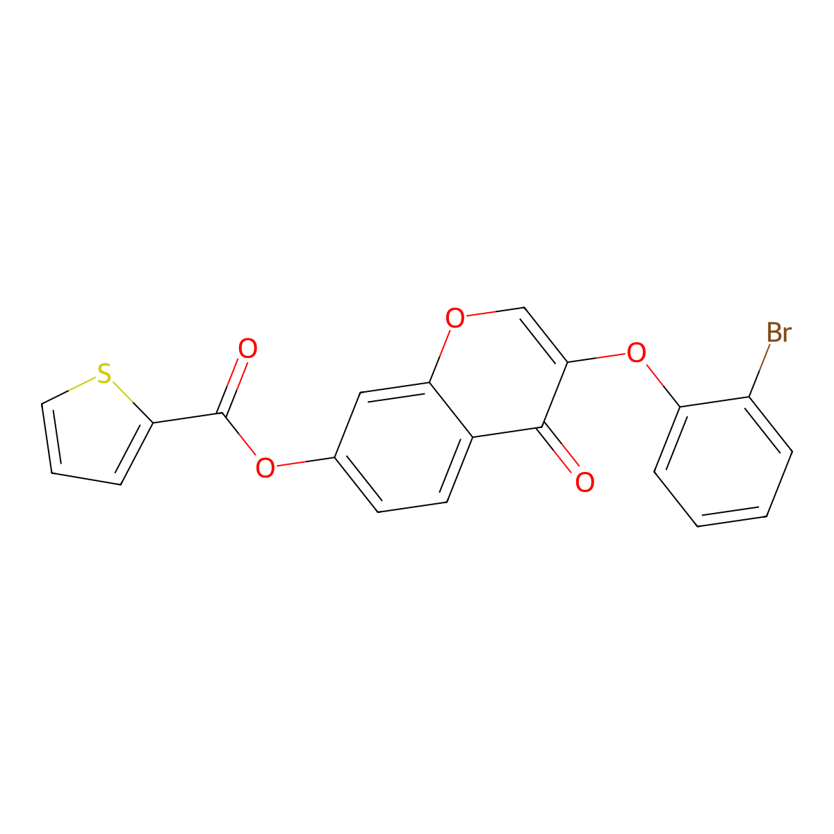 3-(2-bromophenoxy)-4-oxo-4H-chromen-7-yl thiophene-2-carboxylate molecular structure, CAS 308299-33-4