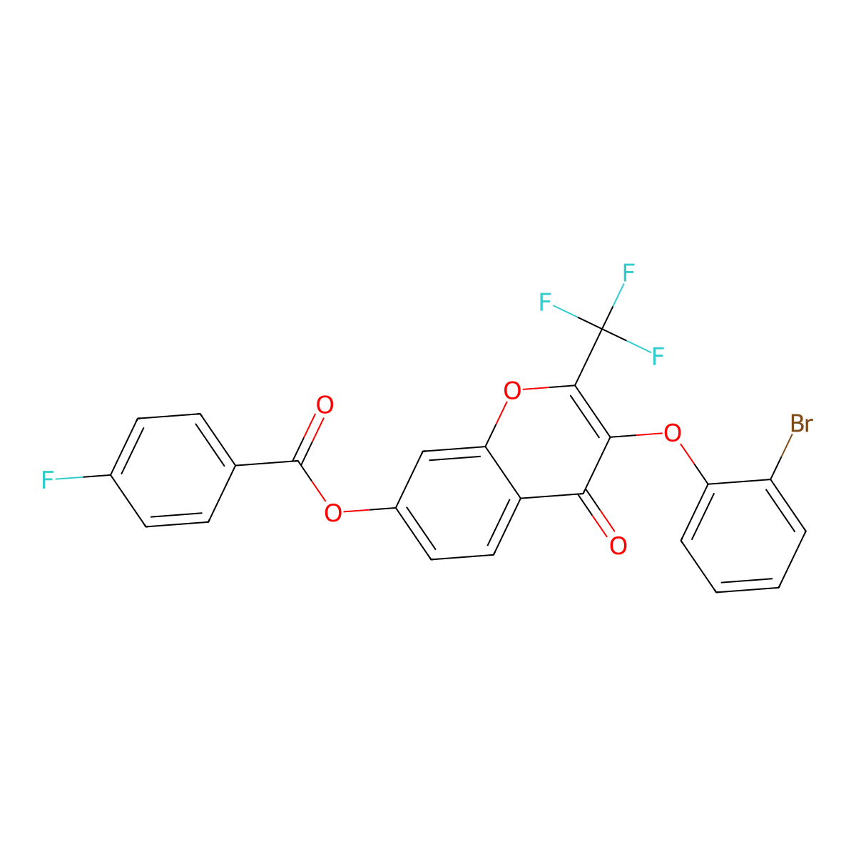 3-(2-bromophenoxy)-4-oxo-2-(trifluoromethyl)-4H-chromen-7-yl 4-fluorobenzoate molecular structure, CAS 308299-41-4
