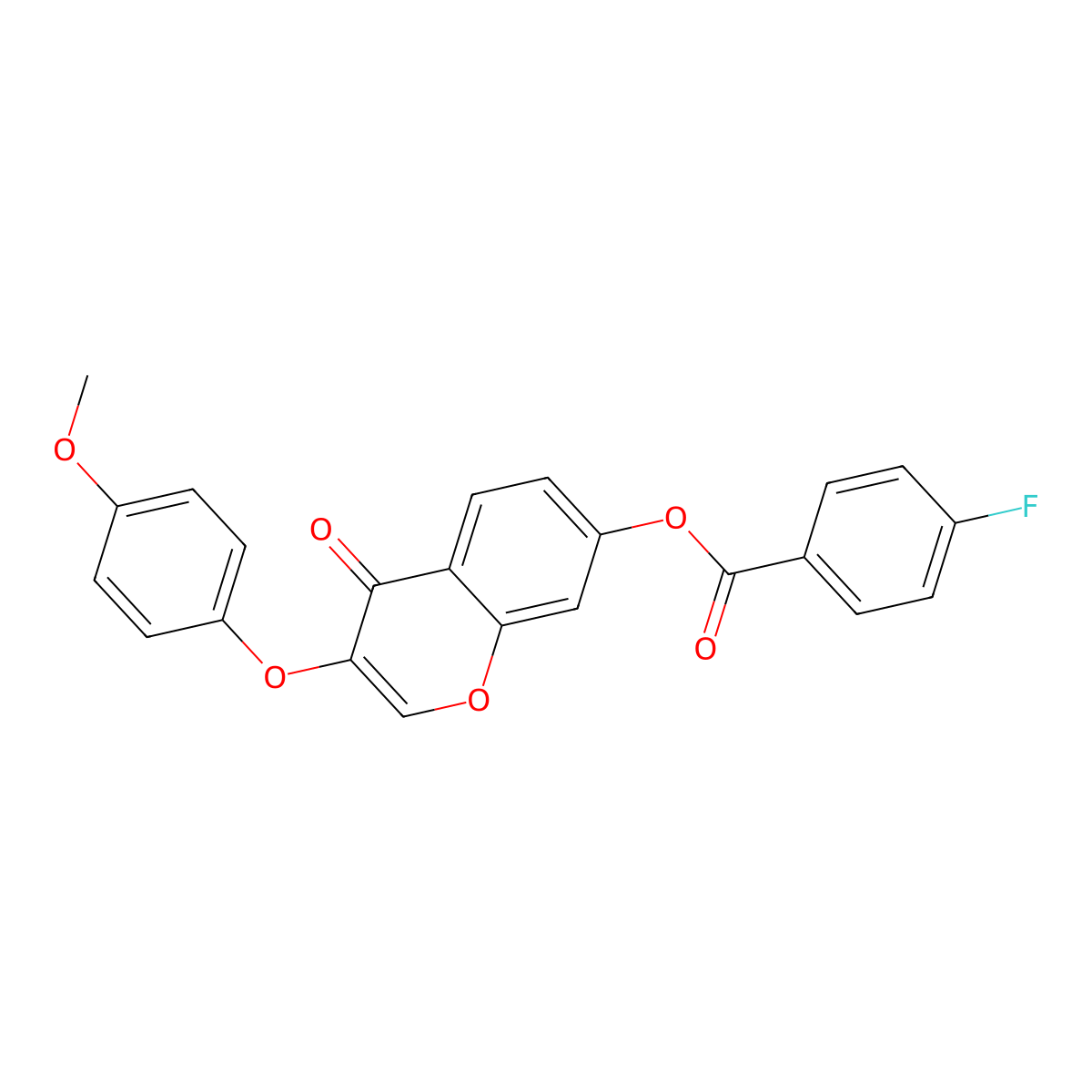 3-(4-methoxyphenoxy)-4-oxo-4H-chromen-7-yl 4-fluorobenzoate molecular structure, CAS 308299-52-7
