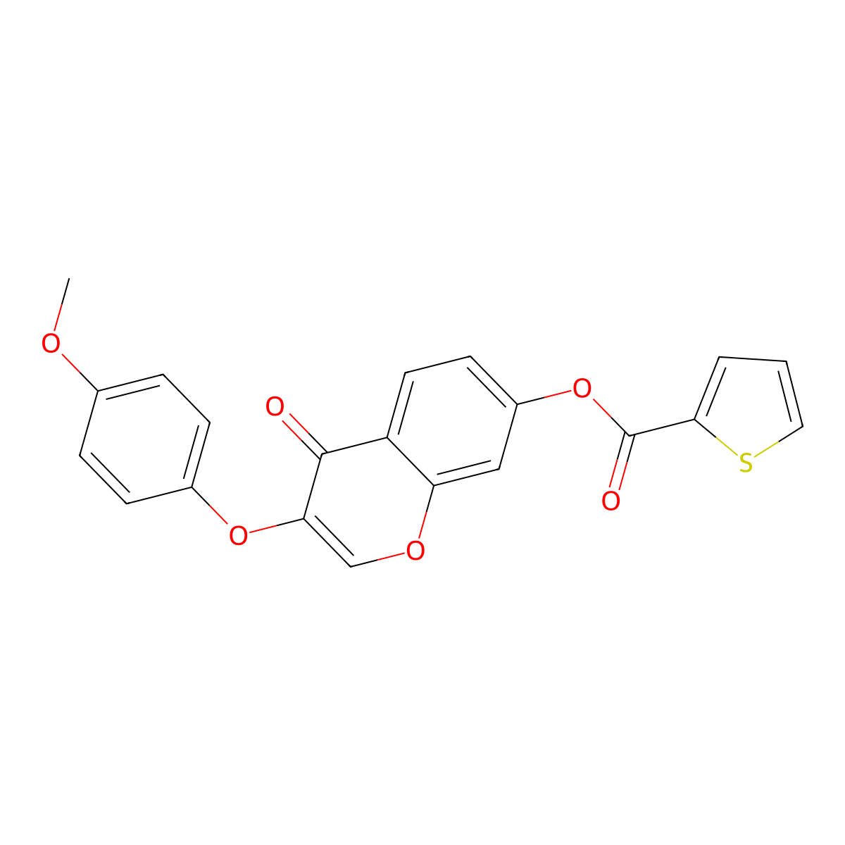 3-(4-methoxyphenoxy)-4-oxo-4H-chromen-7-yl thiophene-2-carboxylate molecular structure, CAS 308299-58-3