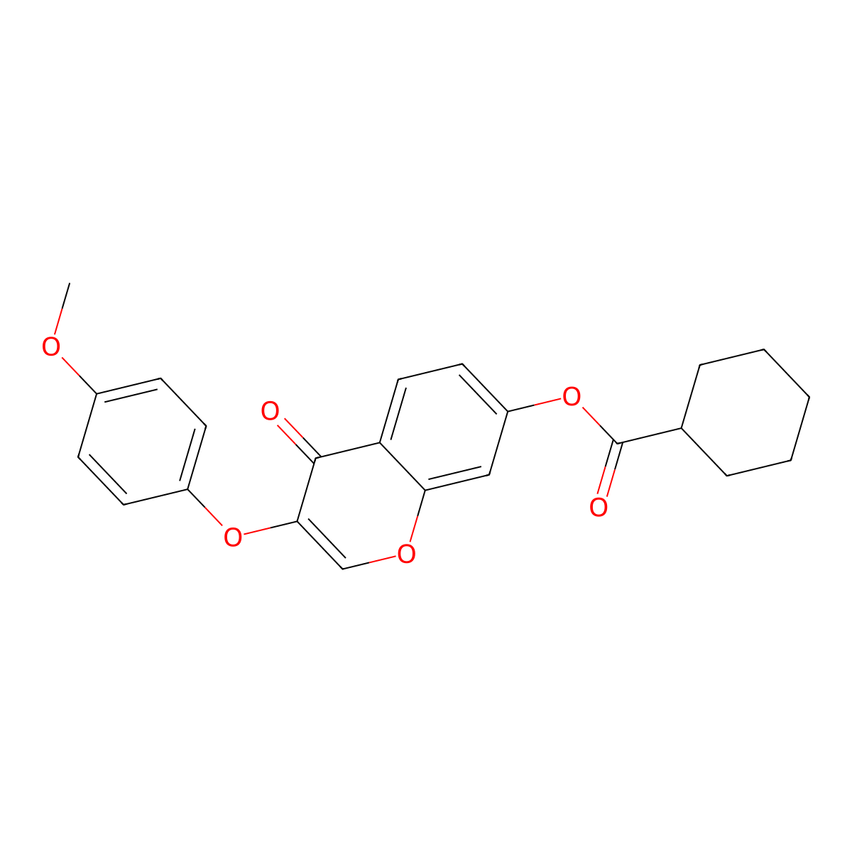 3-(4-methoxyphenoxy)-4-oxo-4H-chromen-7-yl cyclohexanecarboxylate molecular structure, CAS 308299-60-7