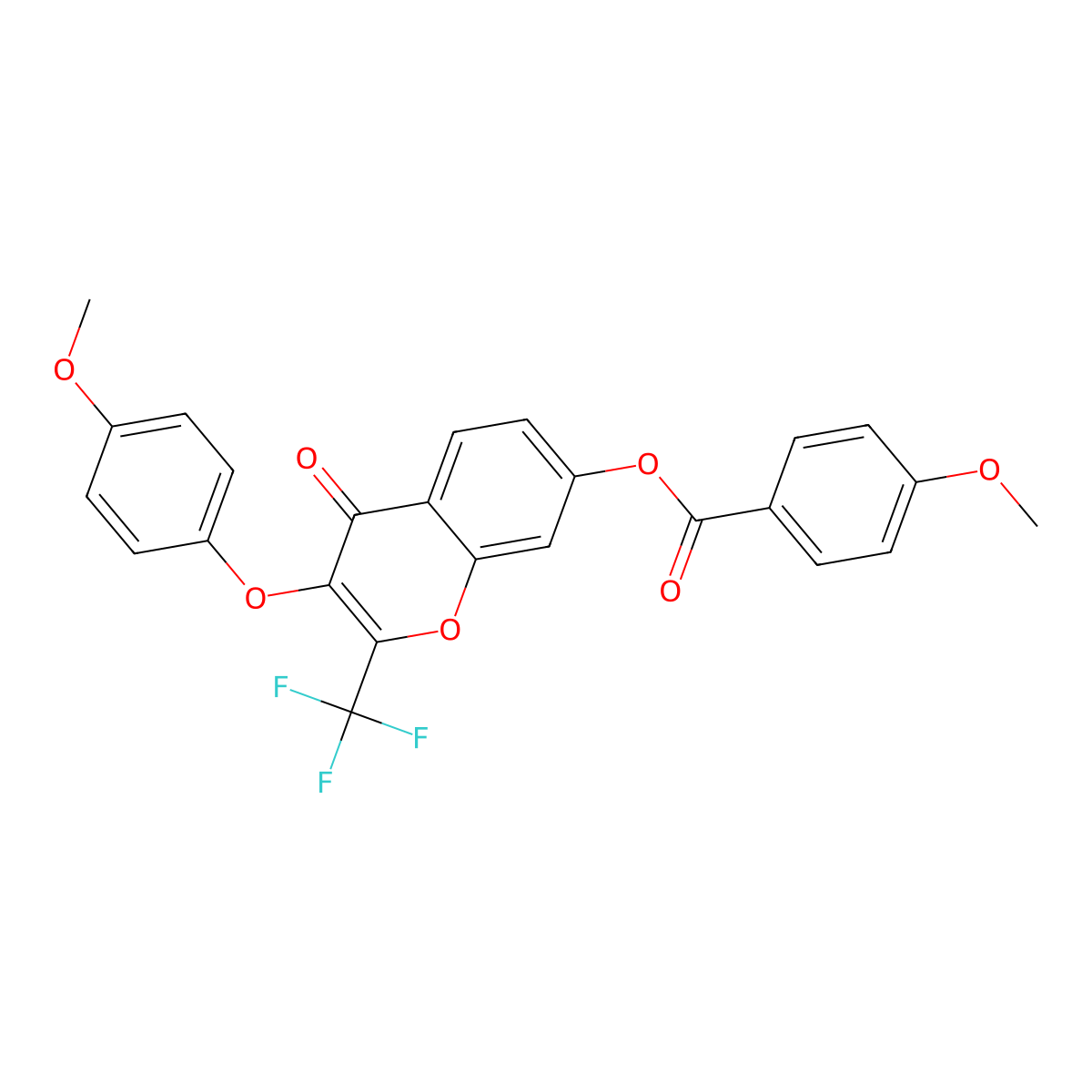 3-(4-methoxyphenoxy)-4-oxo-2-(trifluoromethyl)-4H-chromen-7-yl 4-methoxybenzoate molecular structure, CAS 308299-63-0
