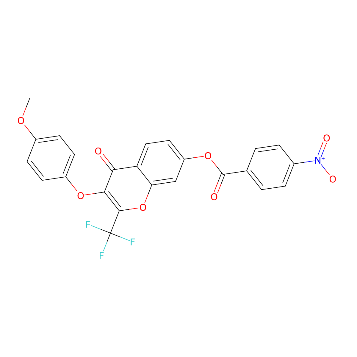 3-(4-methoxyphenoxy)-4-oxo-2-(trifluoromethyl)-4H-chromen-7-yl 4-nitrobenzoate molecular structure, CAS 308299-68-5