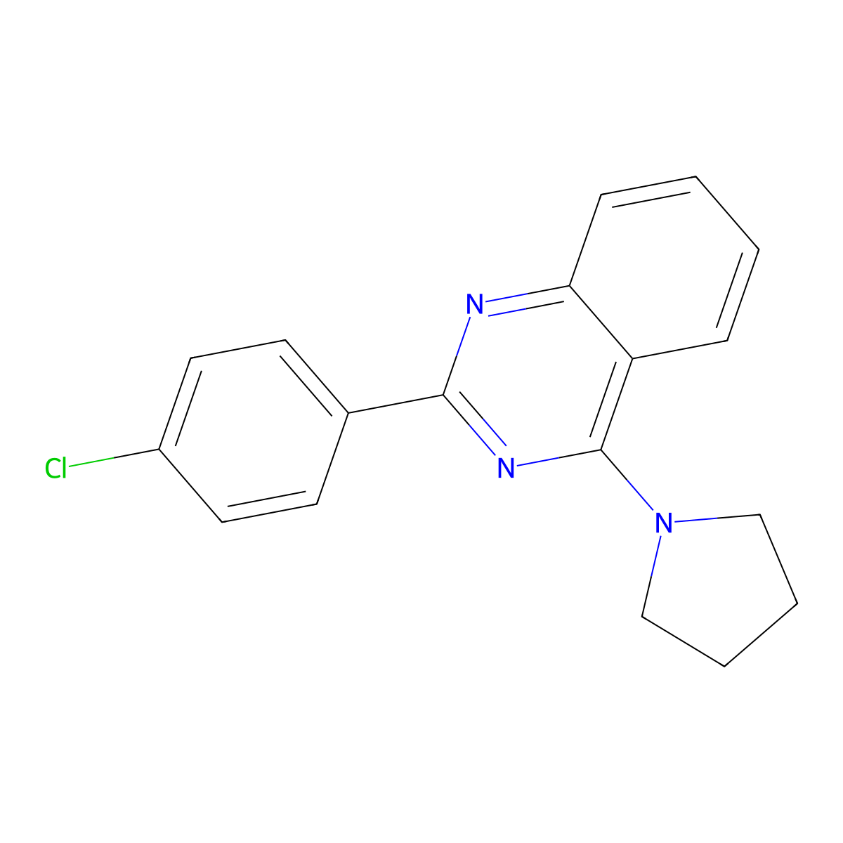 2-(4-Chlorophenyl)-4-(pyrrolidin-1-yl)quinazoline molecular structure, CAS 308300-07-4