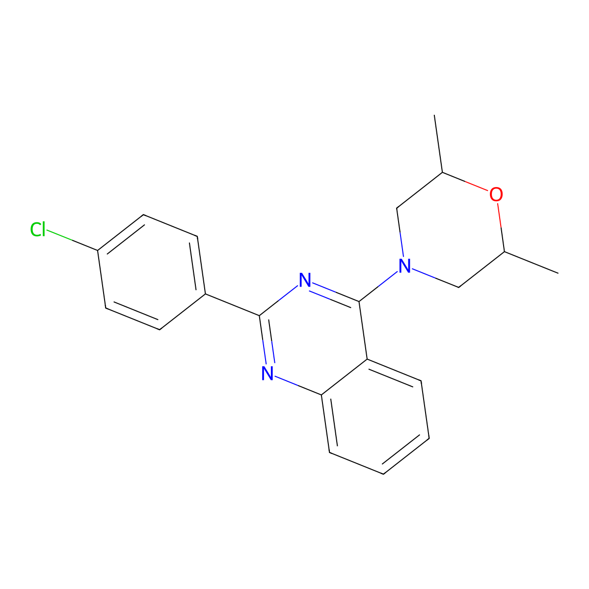 4-[2-(4-Chlorophenyl)quinazolin-4-yl]-2,6-dimethylmorpholine molecular structure, CAS 308300-08-5