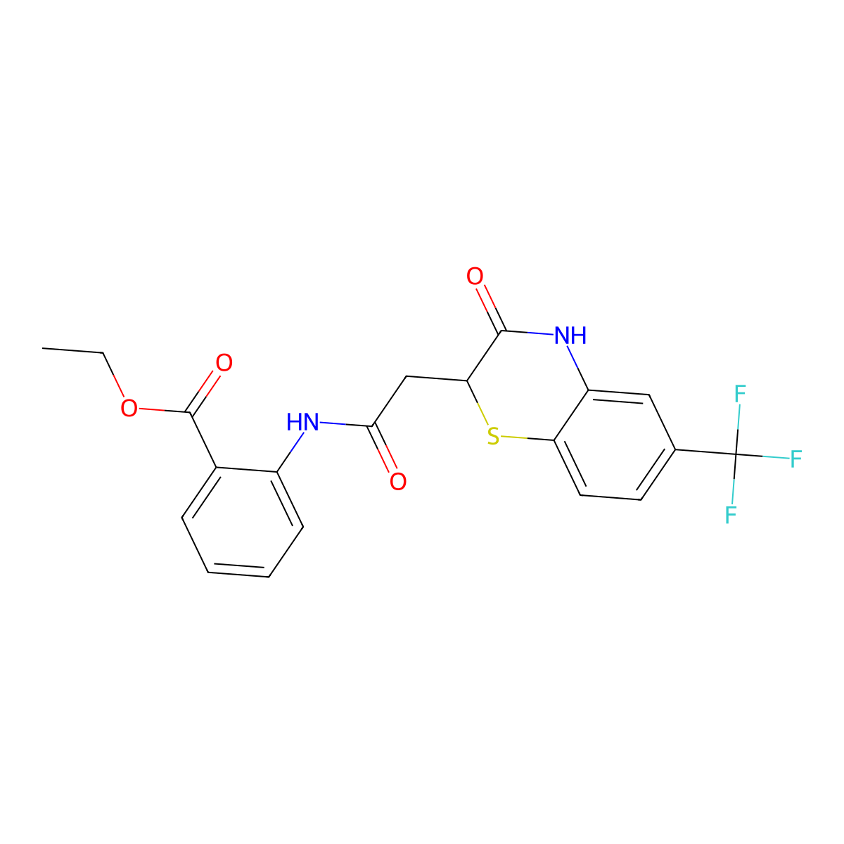 ethyl 2-({[3-oxo-6-(trifluoromethyl)-3,4-dihydro-2H-1,4-benzothiazin-2-yl]acetyl}amino)benzoate molecular structure, CAS 308300-10-9