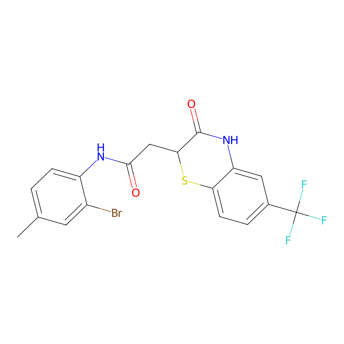 N-(2-bromo-4-methylphenyl)-2-[3-oxo-6-(trifluoromethyl)-3,4-dihydro-2H-1,4-benzothiazin-2-yl]acetamide molecular structure, CAS 308300-11-0
